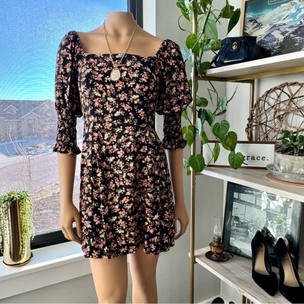 Blue Rain of Francesca’s, Valerie Floral Mini Dress, NWT, Size- Small